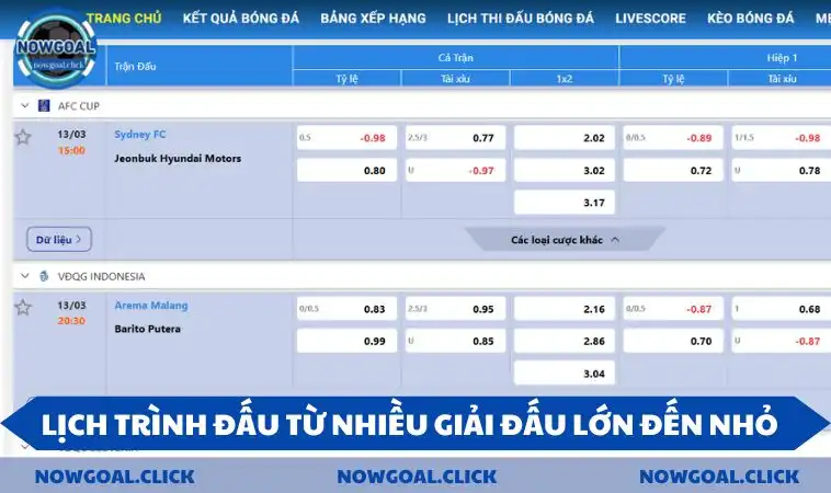 Lịch trình thi đấu chuẩn xác nhất từ nhiều giải đấu lớn nhỏ